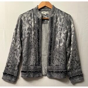 Coldwater Creek Grey Tapestry Velvet Trim Jacket | Vintage Aesthetic